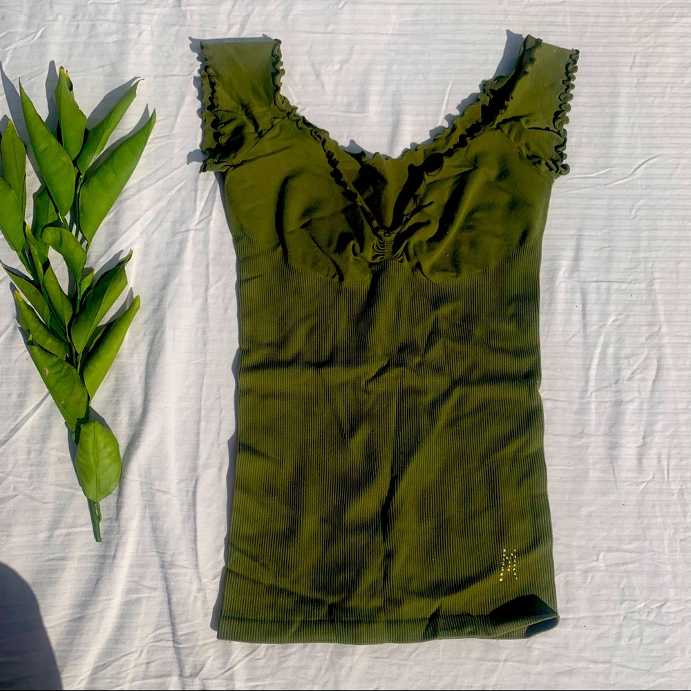 Beautiful green shirt , small ruffles size small